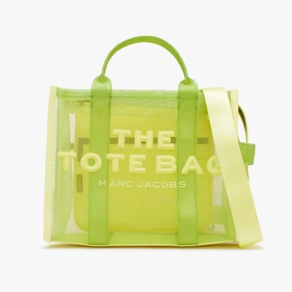 Marc Jacobs Nylon The Mesh Medium Tote Bag Fluo Yellow - Picture 12 of 17